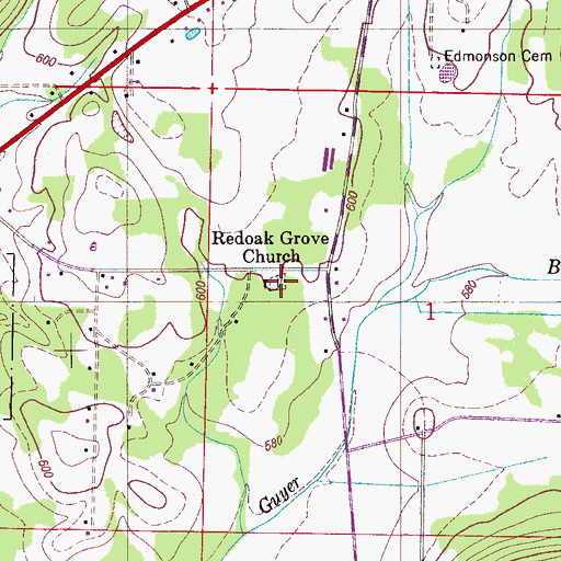 Topographic Map of Redoak Grove Cemetery, AL
