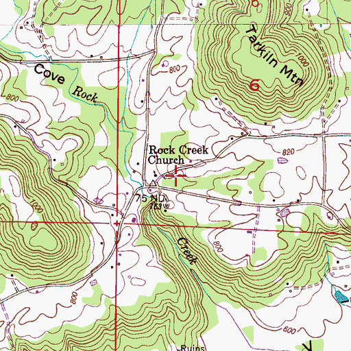 Topographic Map of Rock Creek Baptist Church, AL