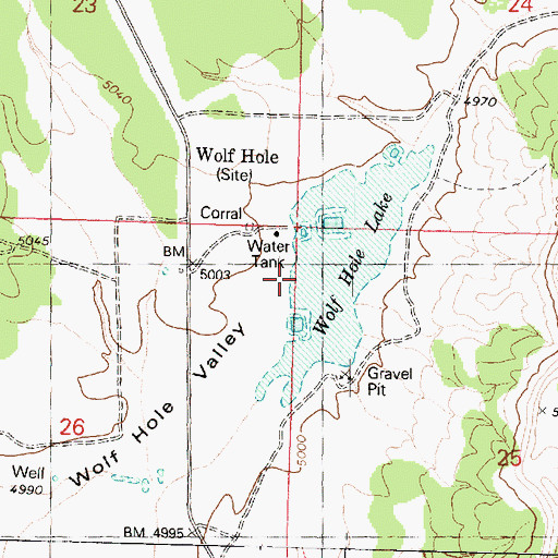 Topographic Map of Wolf Hole Valley, AZ