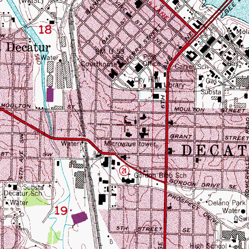Topographic Map of Saint Anns School, AL