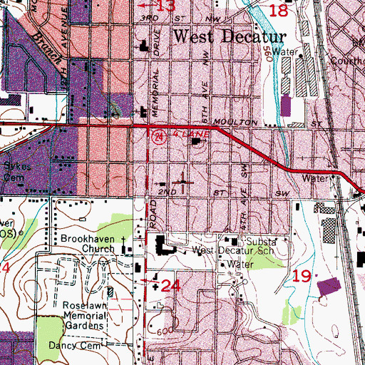 Topographic Map of Seventh Avenue West Presbyterian Church, AL
