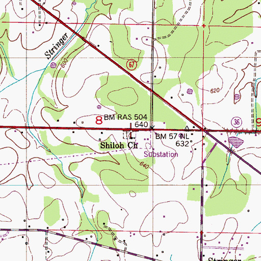 Topographic Map of Shiloh Cemetery, AL