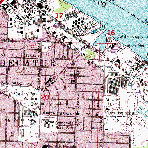 Topographic Map of Sixteenth Avenue Baptist Church, AL