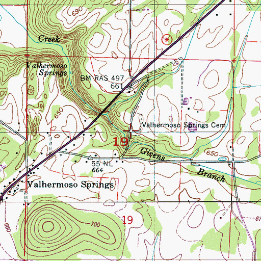 Topographic Map of Valhermoso Springs Church (historical), AL