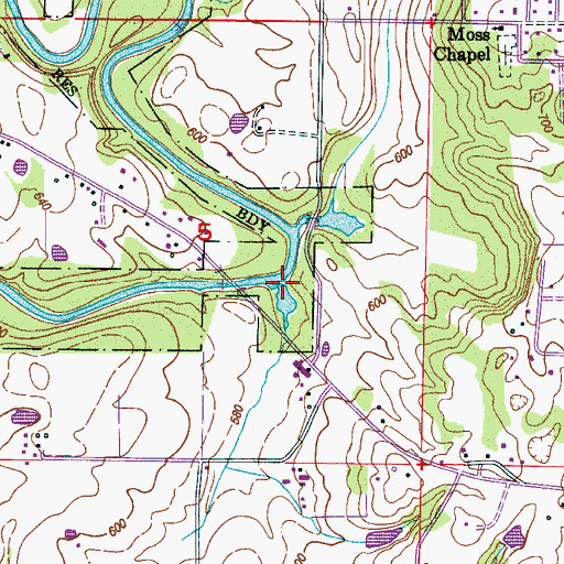 Topographic Map of Vaughn Bridge (historical), AL