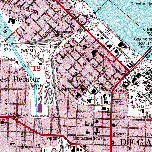 Topographic Map of Watson Hospital (historical), AL