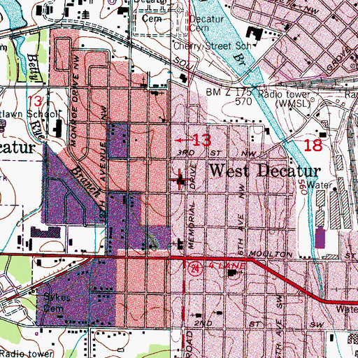 Topographic Map of Westside Baptist Church, AL