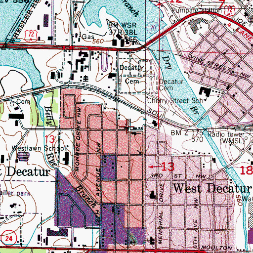 Topographic Map of Westside Baptist Church, AL