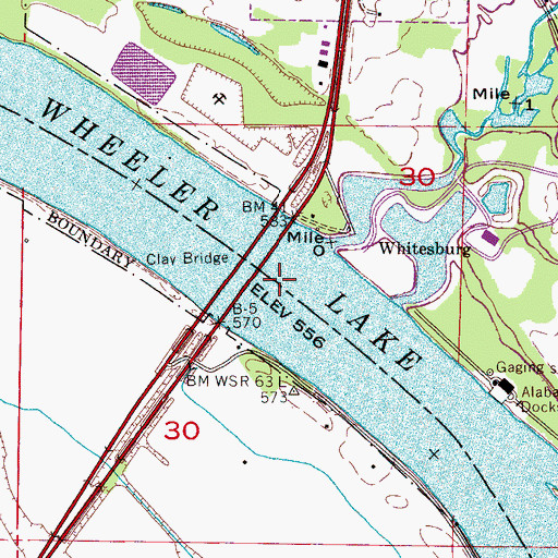 Topographic Map of Whitesburg Ferry (historical), AL
