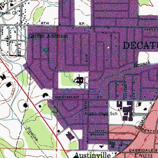 Topographic Map of Woodmead Elementary School, AL