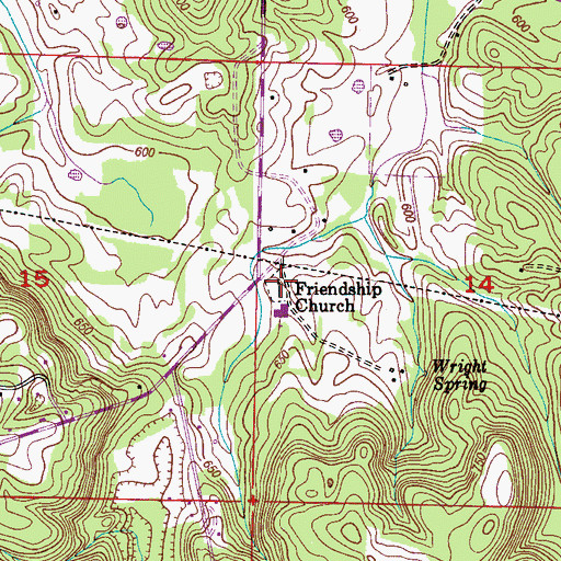 Topographic Map of Wright Cemetery, AL