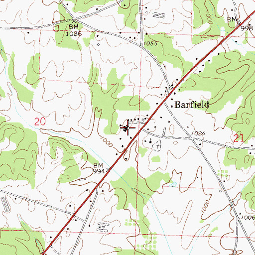 Topographic Map of Barfield Junior High School, AL