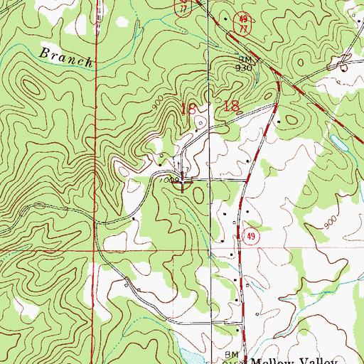 Topographic Map of County Line Church, AL