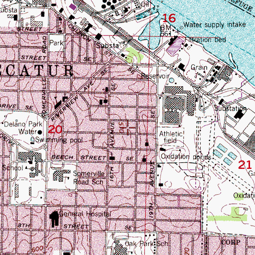 Topographic Map of Albany, AL