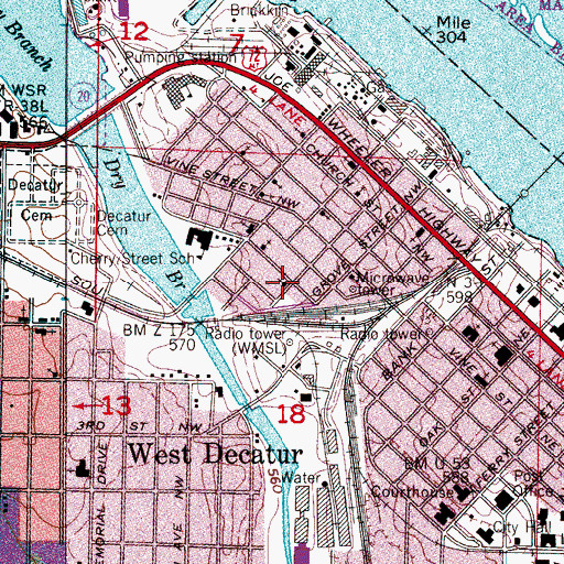 Topographic Map of Baileys Temple Church, AL
