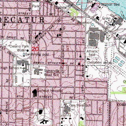 Topographic Map of Beech Street Church of Christ, AL