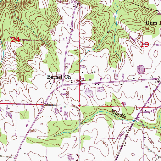Topographic Map of Bethel Cemetery, AL