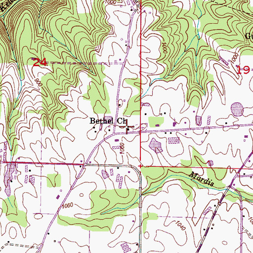 Topographic Map of Bethel United Methodist Church, AL