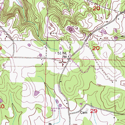Topographic Map of Bethel Church, AL