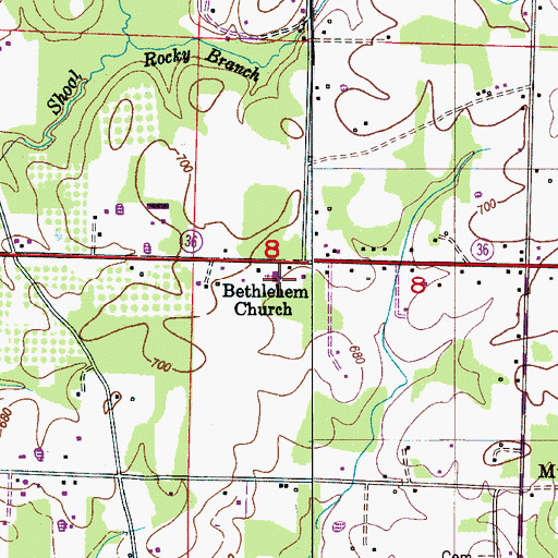 Topographic Map of Bethlehem Cemetery, AL