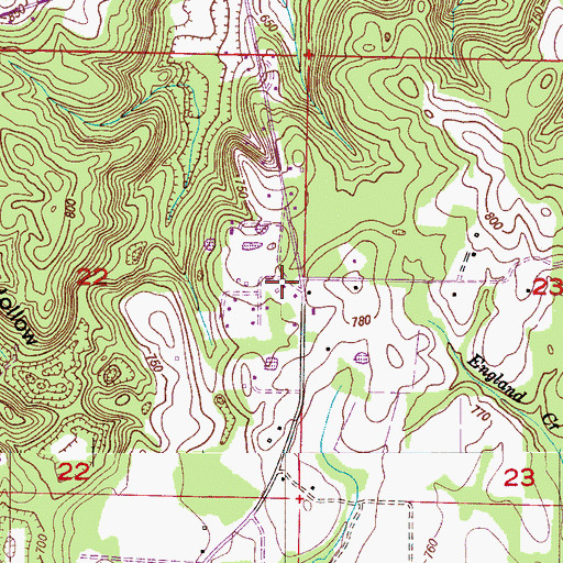 Topographic Map of Brooksville Church, AL