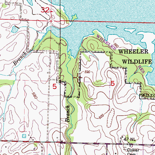 Topographic Map of Burlesons Ferry (historical), AL