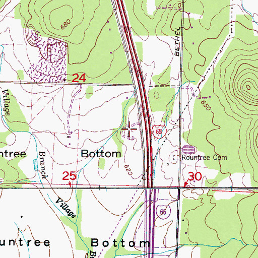Topographic Map of Burning Tree Memorial Gardens, AL