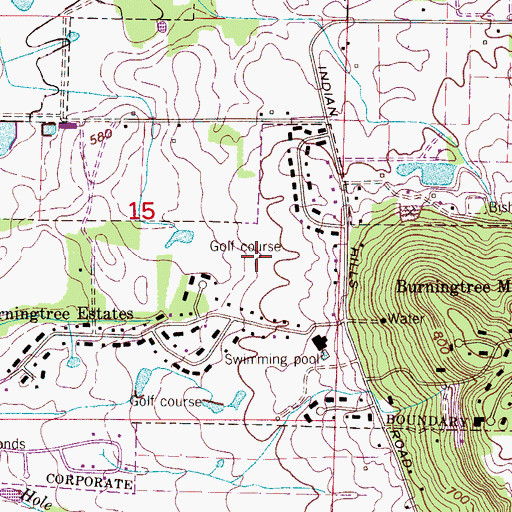 Topographic Map of Burningtree Country Club, AL
