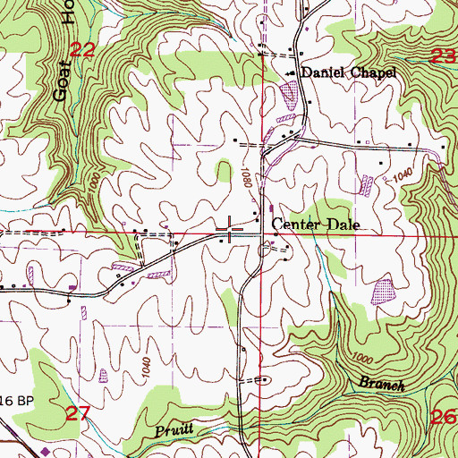Topographic Map of Center Dale School (historical), AL