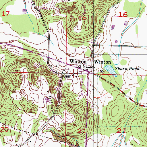 Topographic Map of Center Springs Cemetery, AL