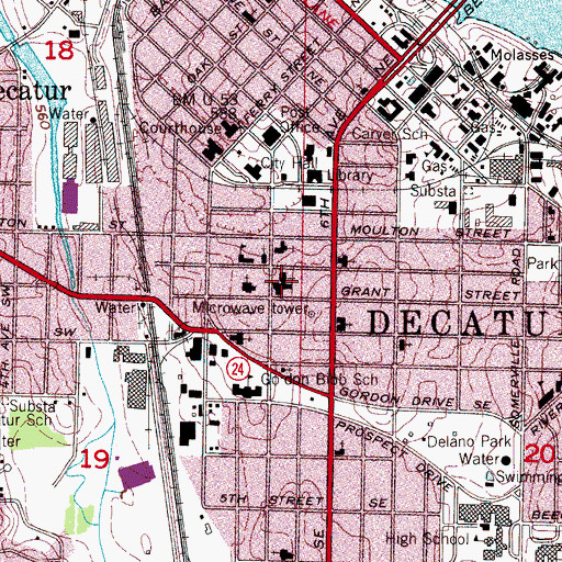 Topographic Map of Central Baptist Church, AL