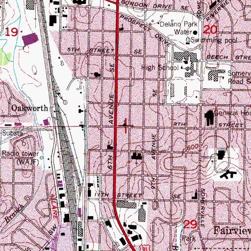 Topographic Map of Church of God of Prophecy, AL
