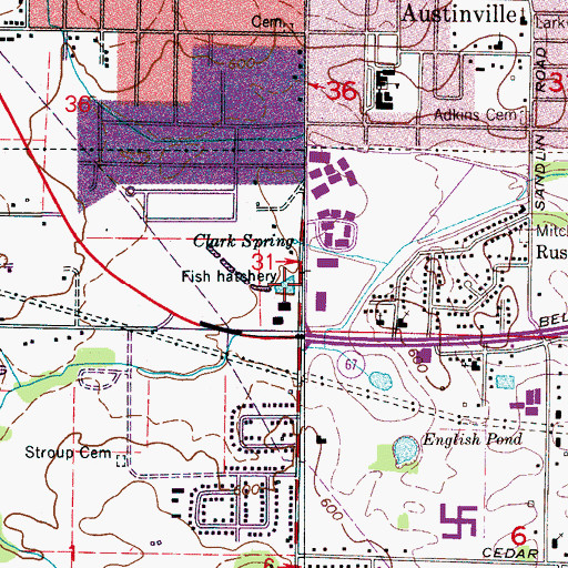 Topographic Map of Clark Spring Fish Hatchery, AL