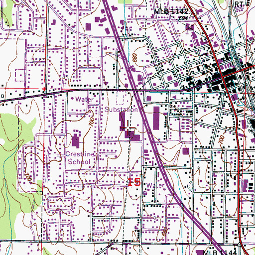 Topographic Map of Crestwood Shopping Center, AL