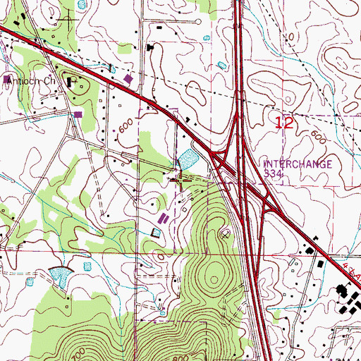 Topographic Map of Crowton School (historical), AL