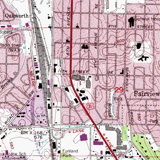 Topographic Map of Decatur Shopping Center, AL