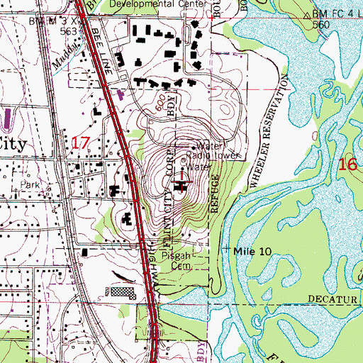 Topographic Map of North Alabama Regional Hospital, AL
