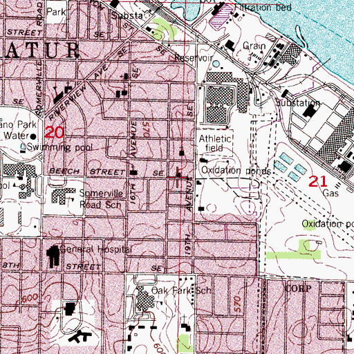 Topographic Map of East End Methodist Church, AL