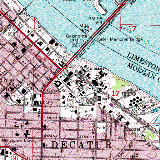 Topographic Map of East End School (historical), AL