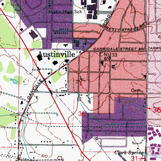 Topographic Map of Emmanuel Baptist Church, AL