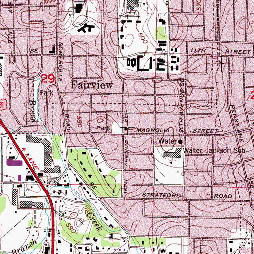 Topographic Map of Fairview Baptist Church, AL