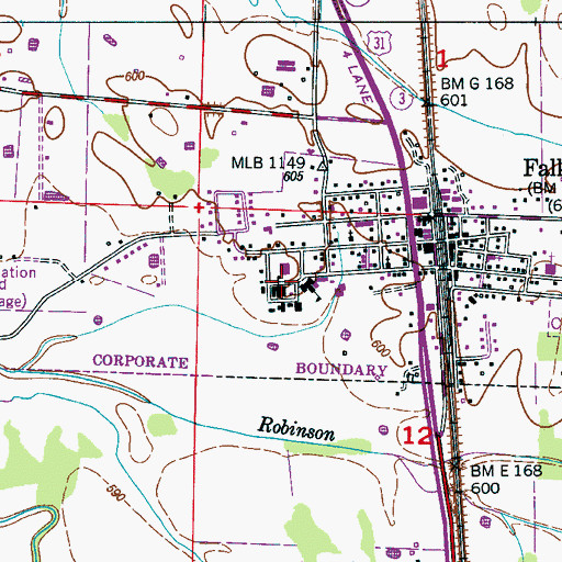 Topographic Map of Falkville High School, AL