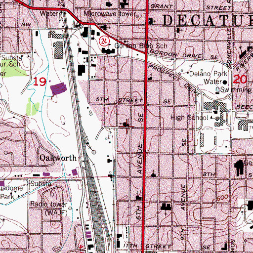 Topographic Map of Fifth Avenue Baptist Church, AL