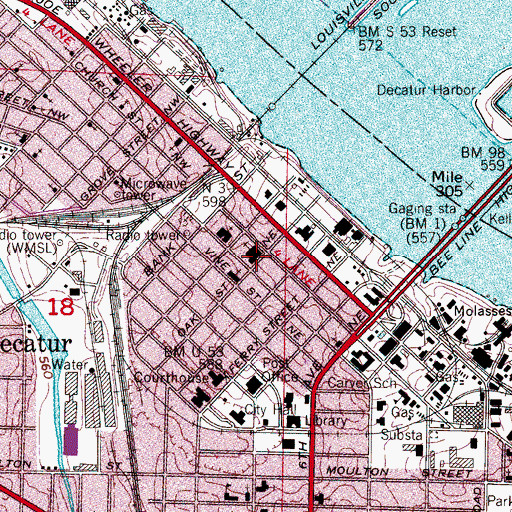 Topographic Map of First Baptist Church, AL