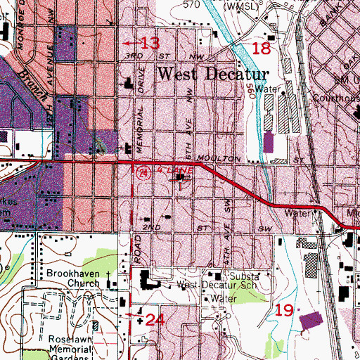 Topographic Map of First Church of the Nazarene, AL