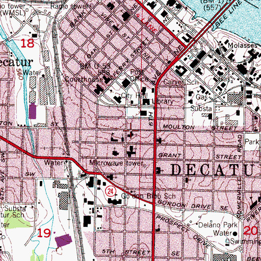 Topographic Map of First Christian Church, AL