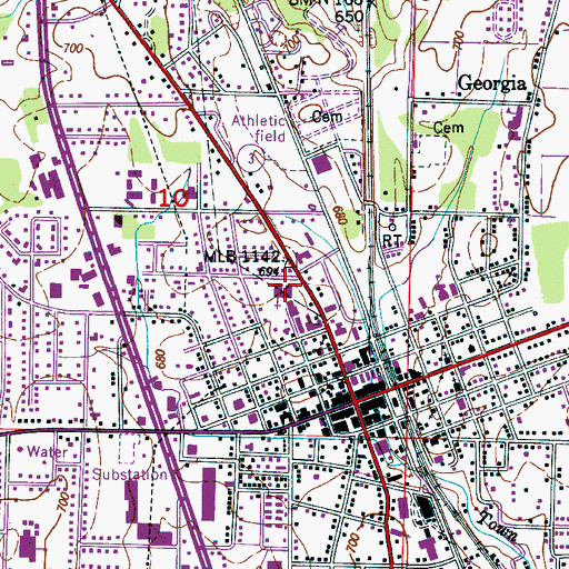 Topographic Map of First Baptist Church of Hartselle, AL