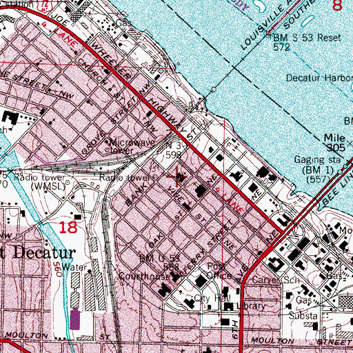 Topographic Map of First Methodist Church, AL
