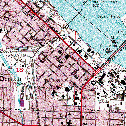 Topographic Map of First Presbyterian Church, AL