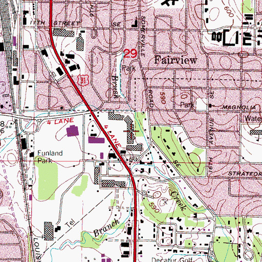 Topographic Map of Gateway Shopping Center, AL